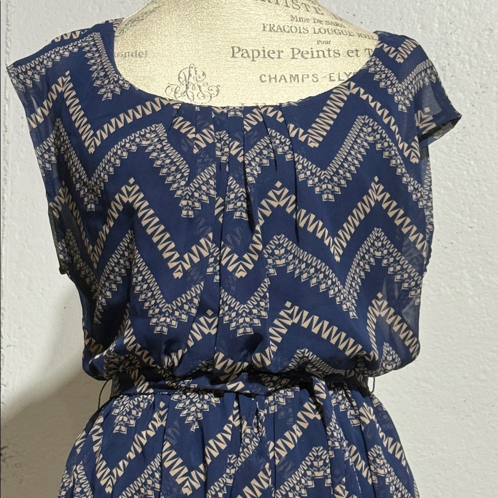 Lily Rose Navy and White Chevron Mini Dress